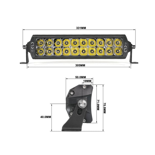 Dual Row Spot/Flood Combo Beam LED Light Bars (12" to 50", Straight or Curved)
