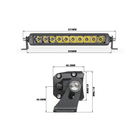 Single Row Spot/Flood Combo Beam LED Light Bars (12" to 50", Straight or Curved)