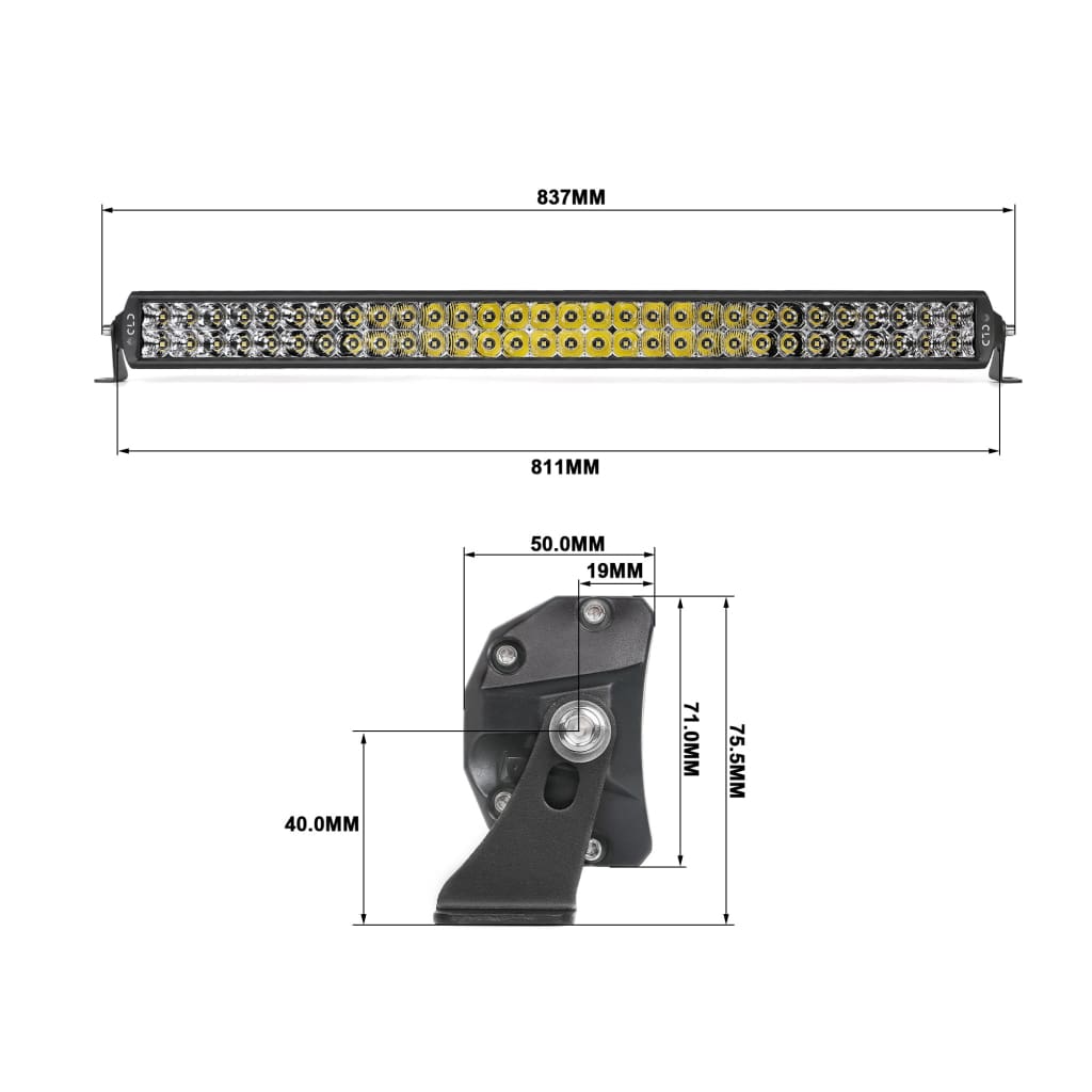 Dual Row Spot/Flood Combo Beam LED Light Bars (12" to 50", Straight or Curved)